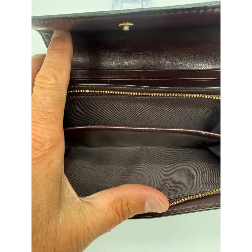 COACH Continental Envelope Wallet Floral Cluster Printed Coated Canvas Brown⁠